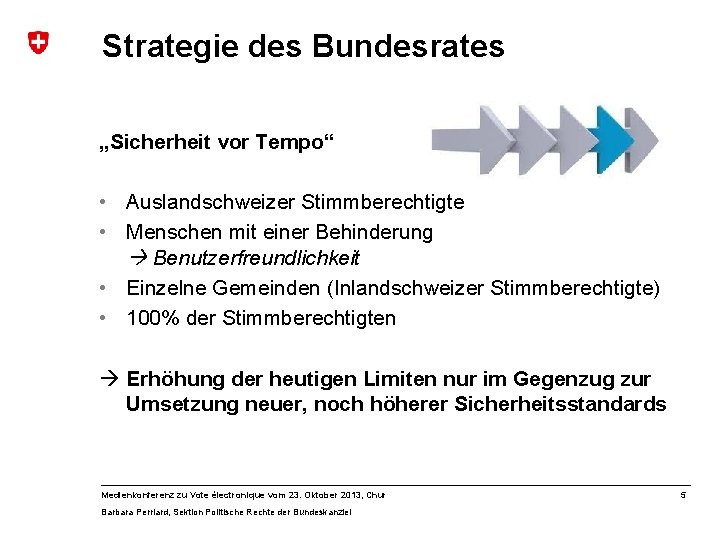 Strategie des Bundesrates „Sicherheit vor Tempo“ • Auslandschweizer Stimmberechtigte • Menschen mit einer Behinderung