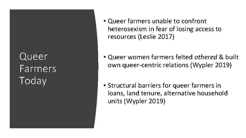  • Queer farmers unable to confront heterosexism in fear of losing access to