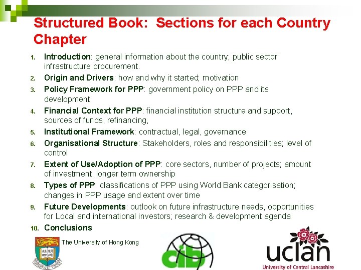 Structured Book: Sections for each Country Chapter 1. 2. 3. 4. 5. 6. 7.