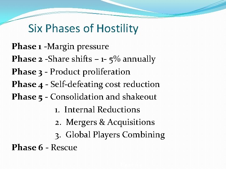 Six Phases of Hostility Phase 1 -Margin pressure Phase 2 -Share shifts – 1