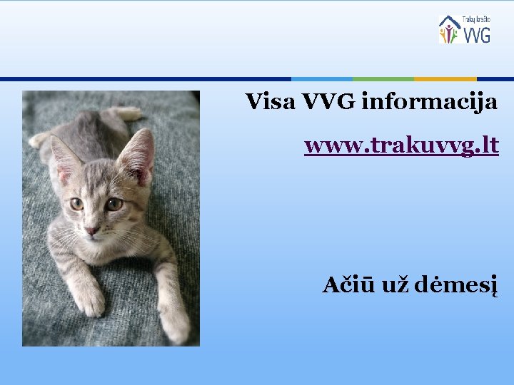 Visa VVG informacija www. trakuvvg. lt Ačiū už dėmesį 