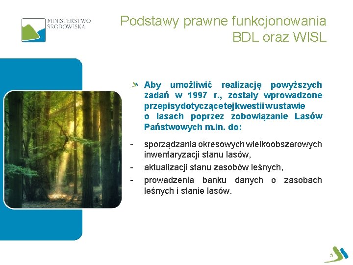 Podstawy prawne funkcjonowania BDL oraz WISL Aby umożliwić realizację powyższych zadań w 1997 r.