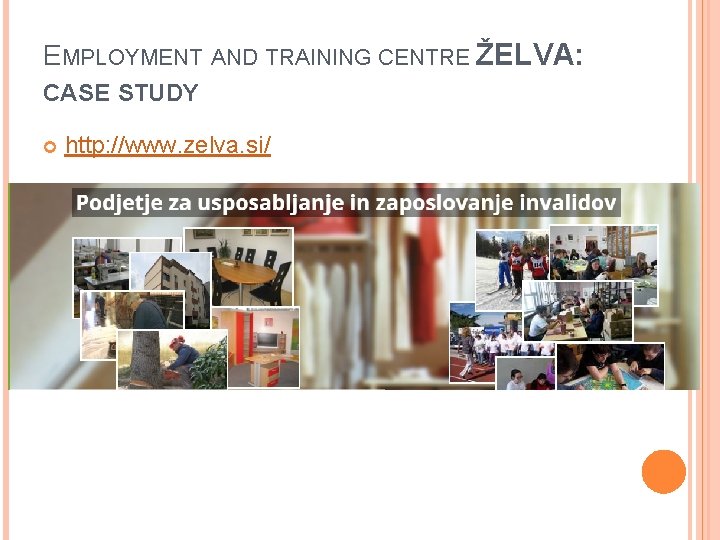 EMPLOYMENT AND TRAINING CENTRE ŽELVA: CASE STUDY http: //www. zelva. si/ 