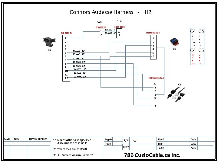 Connors Audesse Harness - H 2 C 16 C 15 12052833 12052832 20 AWG