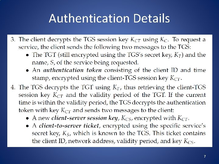 Authentication Details 7 