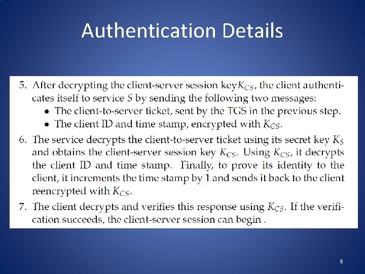 Authentication Details 8 