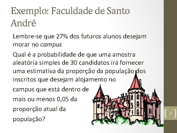 Exemplo: Faculdade de Santo André Lembre-se que 27% dos futuros alunos desejam morar no