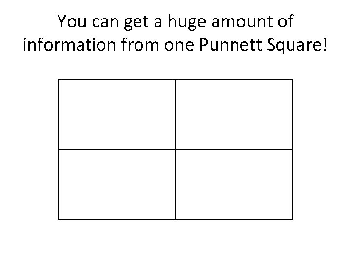 You can get a huge amount of information from one Punnett Square! 