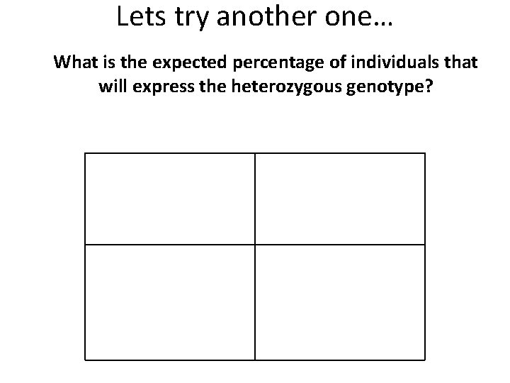 Lets try another one… What is the expected percentage of individuals that will express