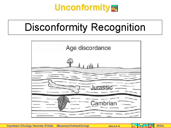 Unconformity Disconformity Recognition Department of Geology, University of Dhaka Elementary Structural Geology Slide 6