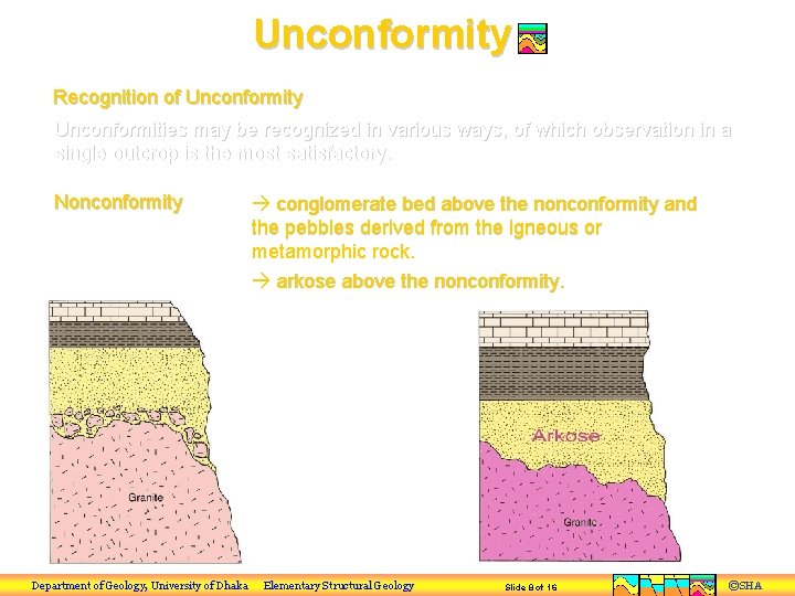 Unconformity Recognition of Unconformity Unconformities may be recognized in various ways, of which observation