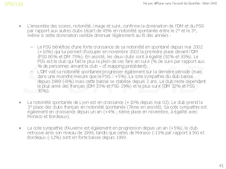 Ne pas diffuser sans l'accord du Sportlab - bilan 2002 • L’ensemble des scores,