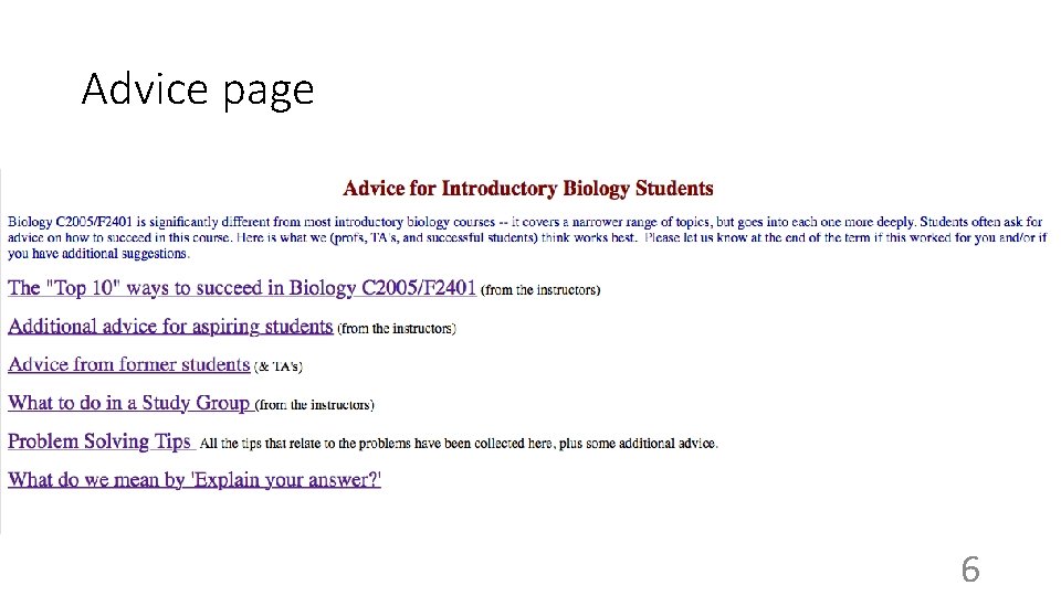 Advice page 6 