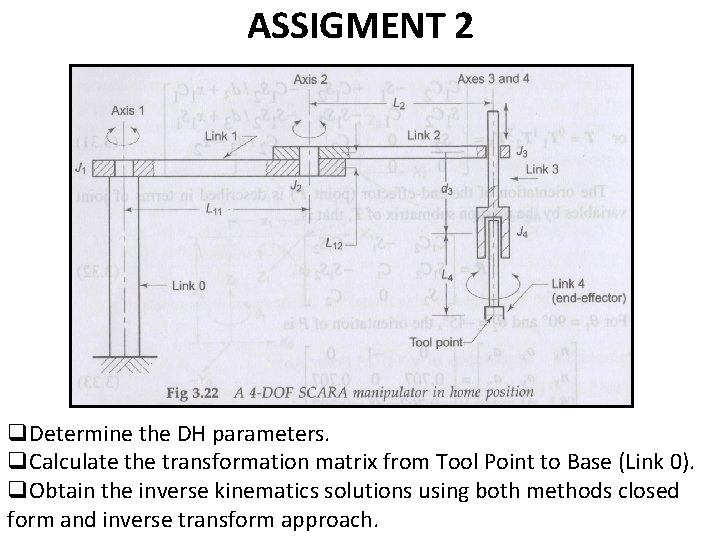 ASSIGMENT 2 q. Determine the DH parameters. q. Calculate the transformation matrix from Tool