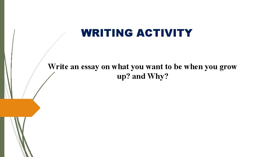 WRITING ACTIVITY Write an essay on what you want to be when you grow