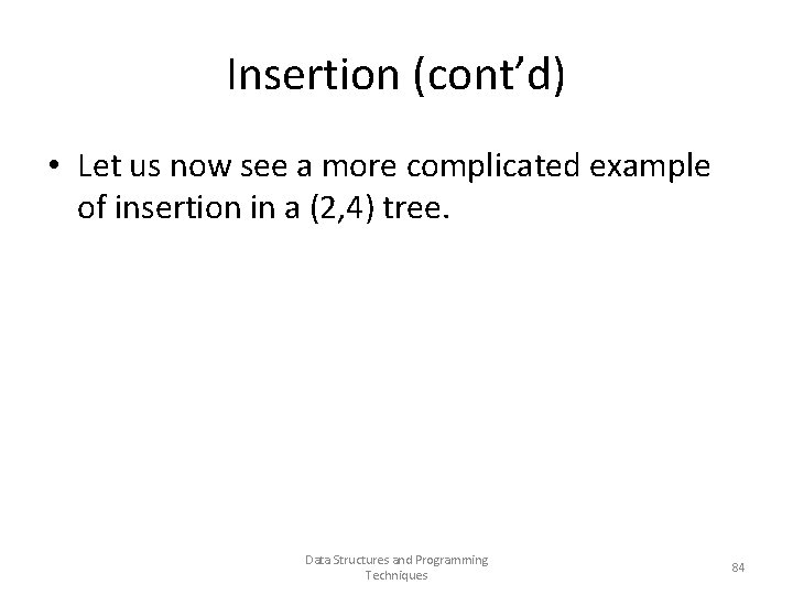 Insertion (cont’d) • Let us now see a more complicated example of insertion in