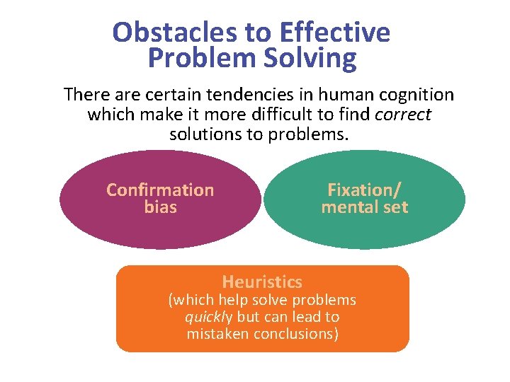 Obstacles to Effective Problem Solving There are certain tendencies in human cognition which make Obstacles to Effective Problem Solving There are certain tendencies in human cognition which make