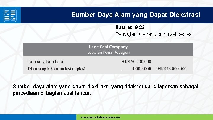 Sumber Daya Alam yang Dapat Diekstrasi Ilustrasi 9 -23 Penyajian laporan akumulasi deplesi Sumber