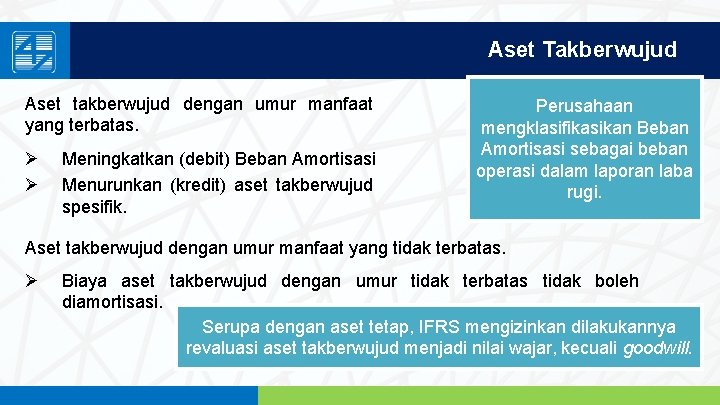 Aset Takberwujud Aset takberwujud dengan umur manfaat yang terbatas. Ø Ø Meningkatkan (debit) Beban