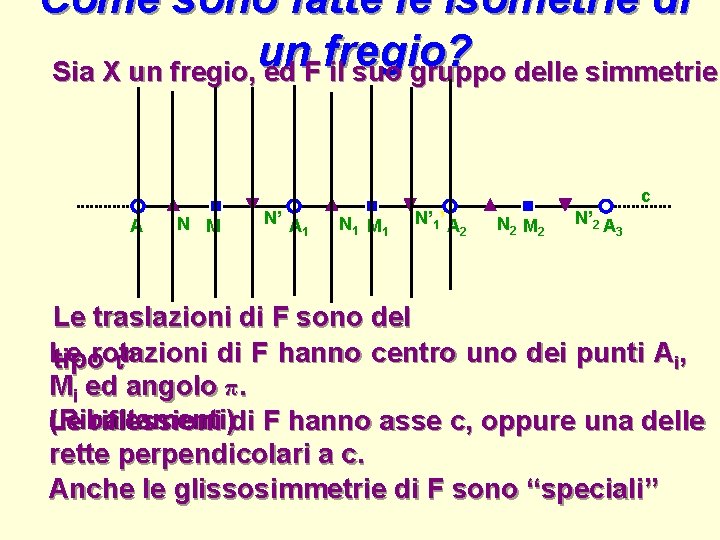 Come sono fatte le isometrie di un fregio? Sia X un fregio, ed F