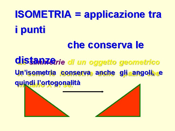 ISOMETRIA = applicazione tra i punti che conserva le distanze Le simmetrie di un