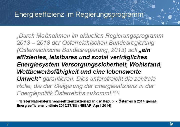 Energieeffizienz im Regierungsprogramm „Durch Maßnahmen im aktuellen Regierungsprogramm 2013 – 2018 der Österreichischen Bundesregierung