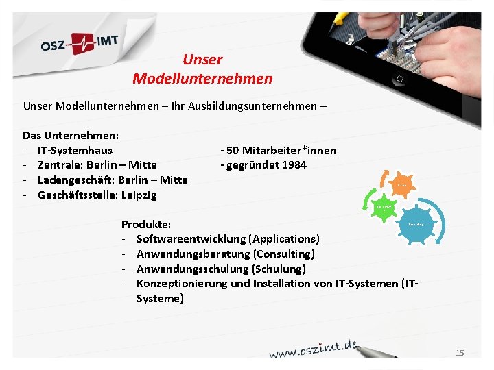 Unser Modellunternehmen – Ihr Ausbildungsunternehmen – Das Unternehmen: - IT-Systemhaus - Zentrale: Berlin –