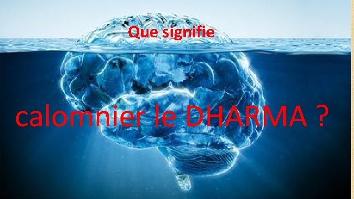 Que signifie calomnier le DHARMA ? 