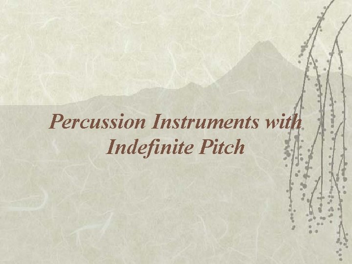 Percussion Instruments with Indefinite Pitch 
