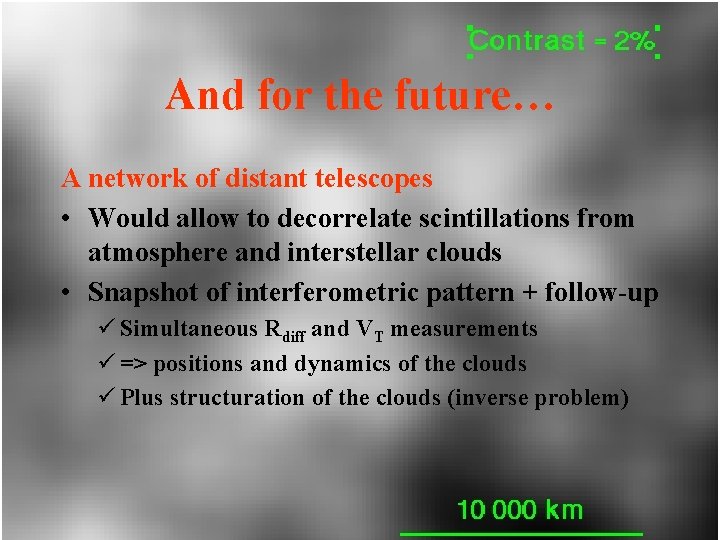 And for the future… A network of distant telescopes • Would allow to decorrelate