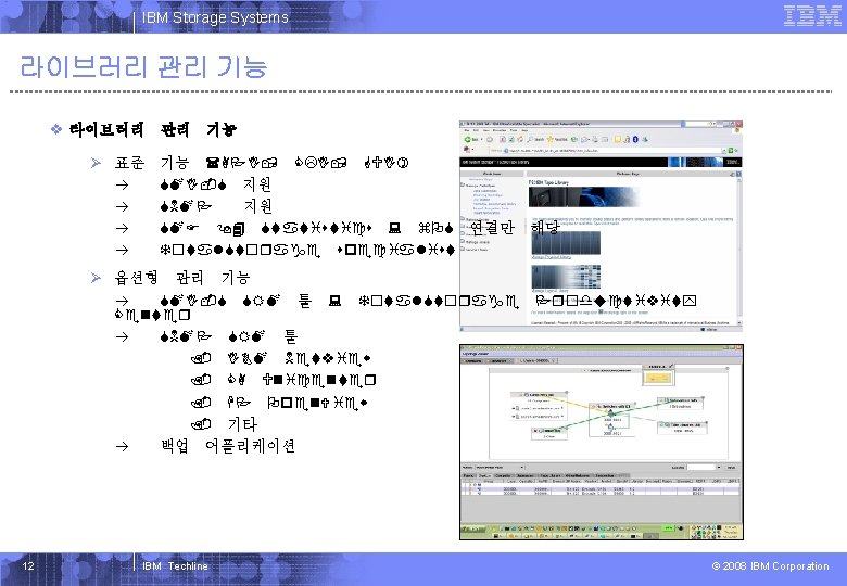 IBM Systems Storage IBM Storage Systems 라이브러리 관리 기능 v 라이브러리 관리 기능 Ø