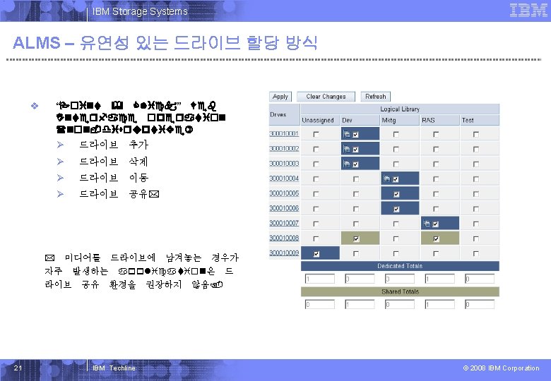 IBM Systems Storage IBM Storage Systems ALMS – 유연성 있는 드라이브 할당 방식 v