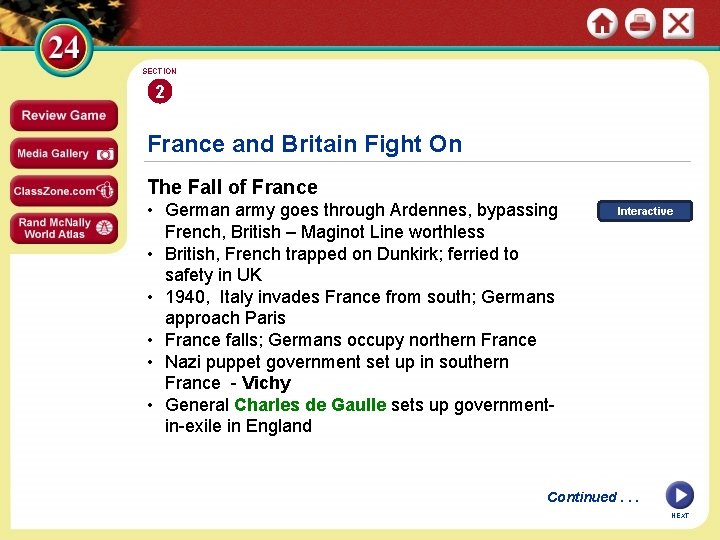 SECTION 2 France and Britain Fight On The Fall of France • German army