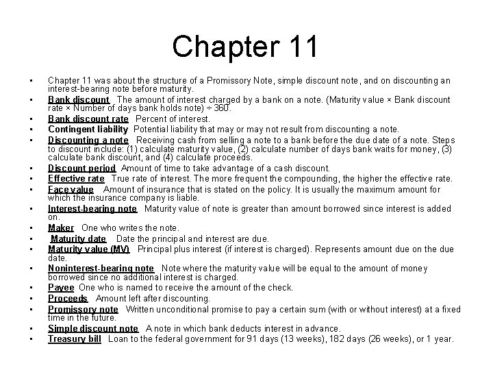 Chapter 11 • • • • • Chapter 11 was about the structure of