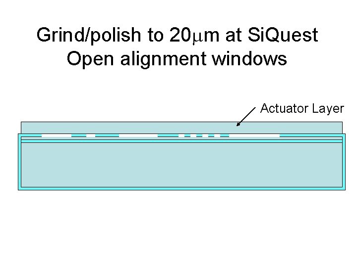 Grind/polish to 20 m at Si. Quest Open alignment windows Actuator Layer 