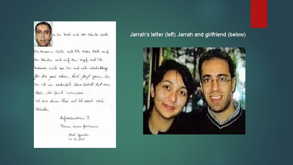 Jarrah’s letter (left) Jarrah and girlfriend (below) 