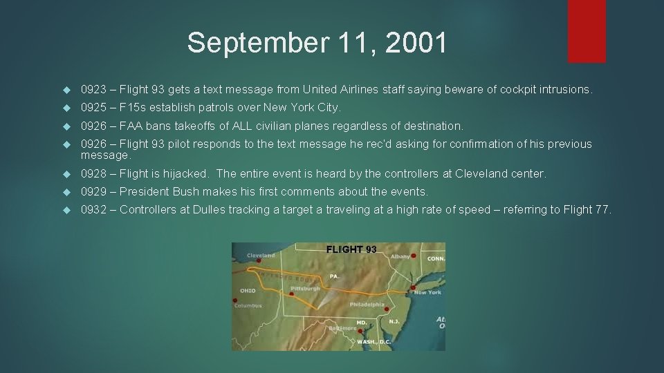 September 11, 2001 0923 – Flight 93 gets a text message from United Airlines