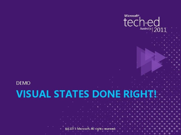 DEMO VISUAL STATES DONE RIGHT! (c) 2011 Microsoft. All rights reserved. 
