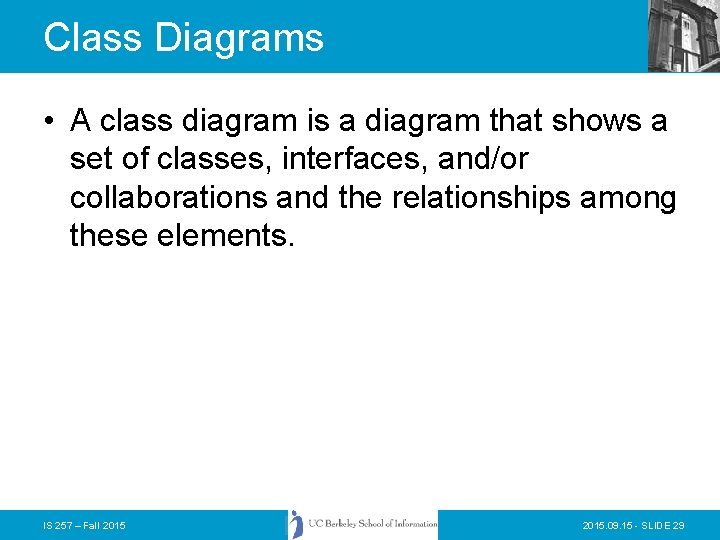 Class Diagrams • A class diagram is a diagram that shows a set of Class Diagrams • A class diagram is a diagram that shows a set of