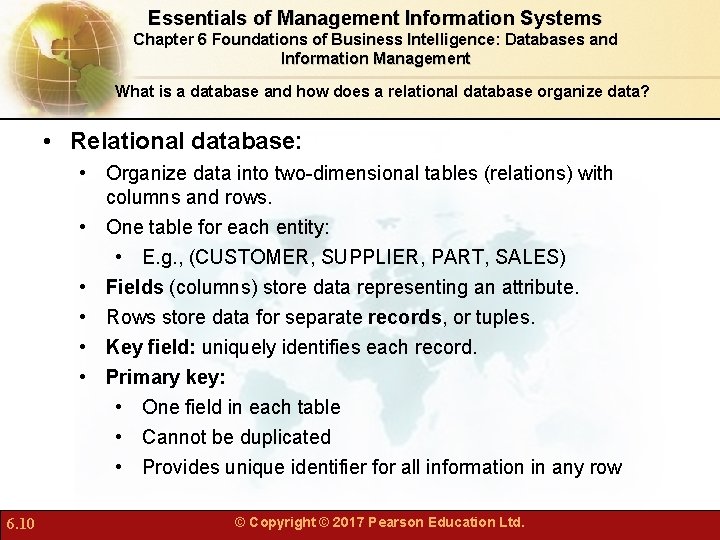 Essentials of Management Information Systems Chapter 6 Foundations of Business Intelligence: Databases and Information