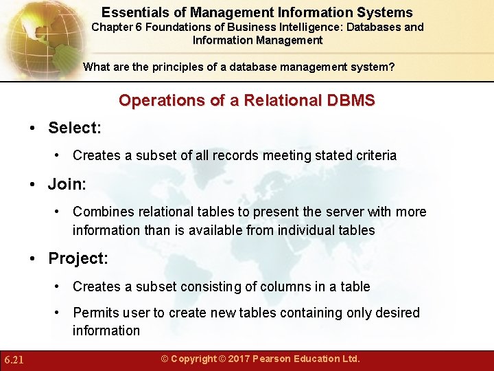 Essentials of Management Information Systems Chapter 6 Foundations of Business Intelligence: Databases and Information