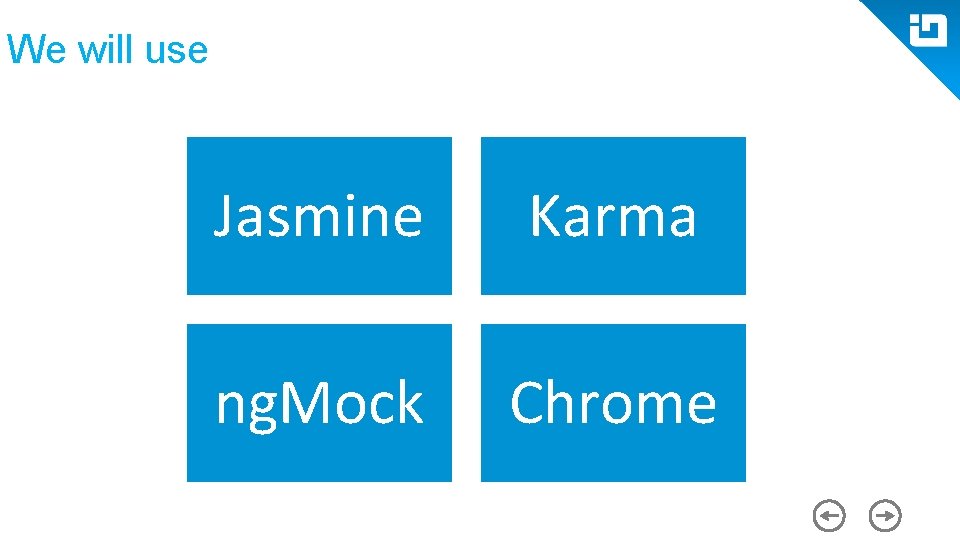 We will use Jasmine Karma ng. Mock Chrome 