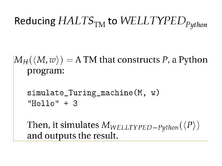 Reducing HALTSTM to WELLTYPEDPython 