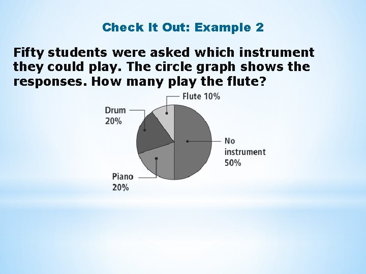 Check It Out: Example 2 Fifty students were asked which instrument they could play.