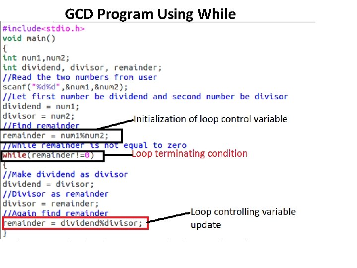 GCD Program Using While 