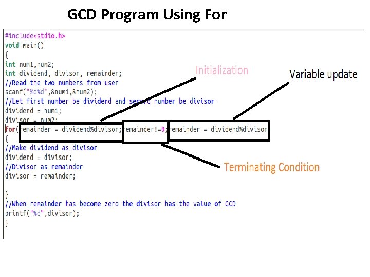 GCD Program Using For GCD Program Using For