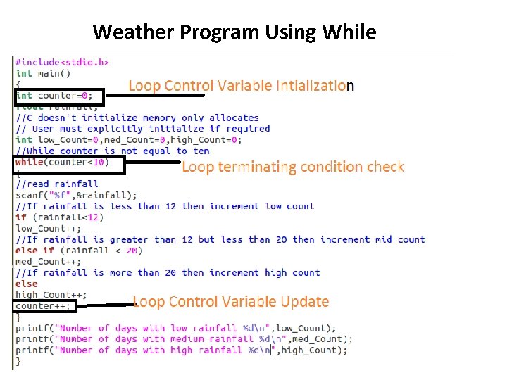 Weather Program Using While 