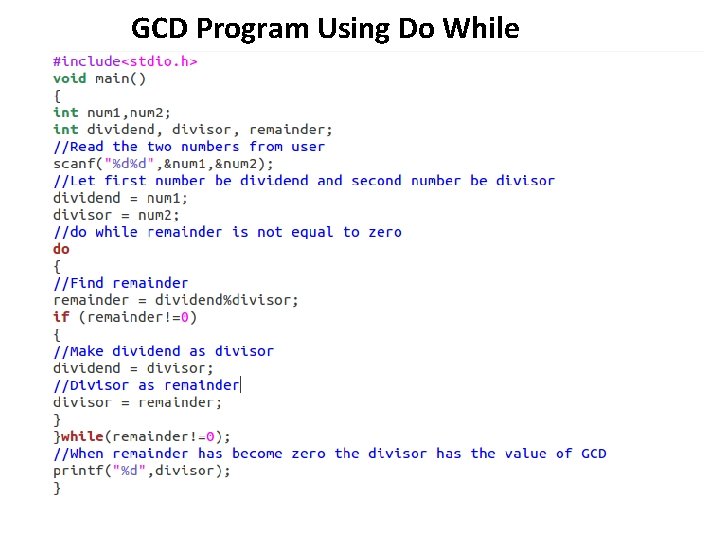 GCD Program Using Do While 