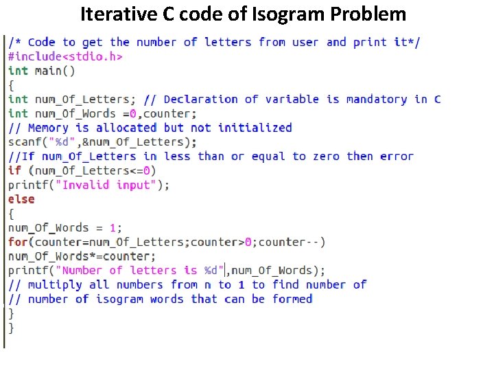 Iterative C code of Isogram Problem Iterative C code of Isogram Problem