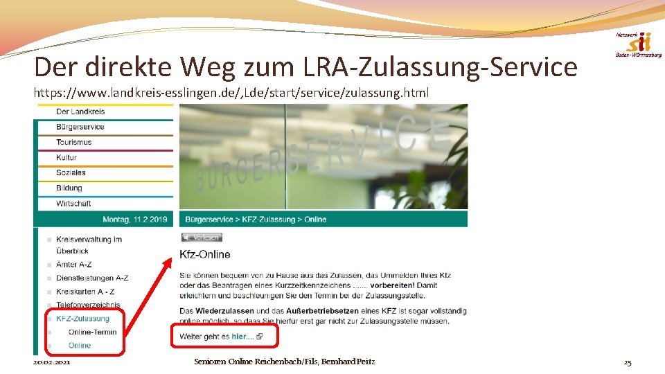 Der direkte Weg zum LRA-Zulassung-Service https: //www. landkreis-esslingen. de/, Lde/start/service/zulassung. html 20. 02. 2021